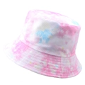 Cappello a secchiello reversibile in cotone tie-dye rosa e blu con cuciture rinforzate - 58cm / Tie-dye Fiabesco Rosa Blu Giallo (Colore 15)