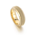 Anillo giratorio de acero inoxidable dorado con textura de malla tejida - US 6 / Dorado