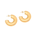 Detailed view of chunky golden C-shaped stainless steel earrings with metallic luster - C-shaped Chunky Metal Studs (7#)