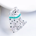 Fermaglio per capelli dalmata in acetato con finitura bianco perlato e collare verde - Stile Cane Sorridente Maculato (D15-2-3)