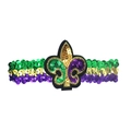 Sparkling sequin Mardi Gras headband with fleur-de-lis in green gold and purple - Mardi Gras Sequin Armband/Headband-Fleur-de-lis A