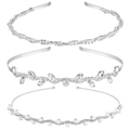 Serre-tête vigne et feuilles avec strass et perles artificielles (11#) / Lot de 3 / Argent