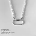 DIY retro stainless steel necklace with white pearls and silver oval locket pendant - Dense Pearl Style (XNL0043) / Large Clasp 25x13mm / Silver