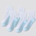 Five-pack of breathable white and blue mesh crew socks for children with ribbed cuffs - Lake Blue Contrast (Pack of 5)