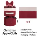 Red 50x150cm Christmas teddy velvet cloth for gift wrapping with a black satin bow - Christmas Red / 50*150cm