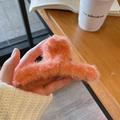 Large orange plush shark hair clip with soft faux fur and secure grip for autumn/winter - Orange Plush Hair Claw