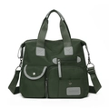Deep green nylon travel bag with multiple pockets and adjustable shoulder strap - Army Green