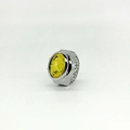 Vintage silver finger watch ring with a yellow faceted gemstone on a white background - Yellow