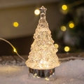 LED lighted crystal Christmas tree ornament with warm white light and silver base - Rainbow
