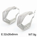 Pendientes geométricos de acero inoxidable plateado con diseño trenzado multicapa 32x26mm - Color Acero (KE114131-KFC)