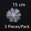 White 15cm Christmas snowflake ornaments set, 3 pieces pack for holiday tree decoration - 15cm Snowflakes (3pcs/pack)
