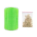 Self-grooming cat wall corner brush in green plastic with a free pack of catnip - Green