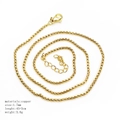 Detailed view of 1.7mm golden copper bead chain with 45+5cm length and polished finish - Thin Snake Chain