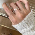Elegant 925 sterling silver double layer knot rings set with polished finish and zircon - JZ0166-Double Combo