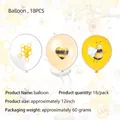 Bee theme party balloon set with yellow honeycomb and bee patterns, 18 pieces - Latex Balloons 18PCS