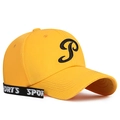 Gorra de béisbol amarilla con bordado P negro y cinta deportiva para un estilo informal - Amarillo