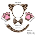 Leopard print costume set with ears headband, gloves, bow tie, and plush tail - Brown Leopard 3-Piece Set + Gloves