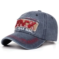 Detail of distressed dark blue baseball cap with red Black Rebel embroidery patches - Adjustable / Navy Blue