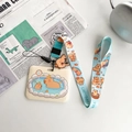 Detail of Capybara ID card holder with light blue printed lanyard and rubber pendant - Horizontal Card-Pool