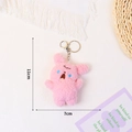 Pink plush bunny keychain with textured fleece fabric and silver metal clasp, 11cm height - Pink Screaming Dog (Silver Keychain)