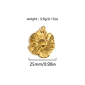 Macro shot of 25mm gold flower pendant with 3.9g weight and diameter dimensions - Frosted Texture Flower (Style 16)