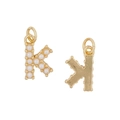 Elegant golden letter K pendant with small white pearls and textured gold back - Letter K