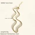 Detail view of 18K gold plated 316L stainless steel twist chain necklace with 2.7mm width - Gold Short Twisted Rope Chain
