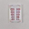 Roze press-on nagels set met 3D witte bloemen, zebrastrepen en fijne strassteentjes - 24 Stuks Set / Nude Roze Stijl Met 3D Bloem & Zebra Strepen (WY-080)