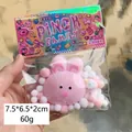 Pink plush rabbit pinch toy for stress relief with fluffy base and mini milk bottle - Pink Bunny Bun