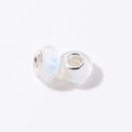 Iridescent white faceted resin beads with silver metal core for DIY bracelet making - White