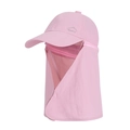 Pink quick-dry sun hat with detachable face and neck protection flaps for outdoor sports - Pink