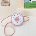 Pink donut crossbody bag for girls with Hello print and colorful sprinkles - Pink