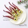 Set of 6 gold Christmas iron bells with star cutouts and red-green plaid ribbons - Red & Green Plaid (Large)