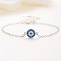 Detail van S925 zilveren Evil Eye armband met blauwe zirkonia en verstelbare karabijnsluiting - Witte K K-212