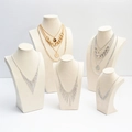 Elegant black velvet jewelry bust display showing gold and silver layered necklaces - Mini Size Height 19cm / Off White