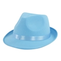 Classic sky blue felt fedora hat with matching satin ribbon band for elegant gentlemen - One Size 58cm / Light Blue