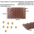 55-fach Kaffeebohnen Silikonform für Schokolade und Süßigkeiten zum Backen - 55-Loch Kleine Kaffeebohnen