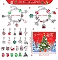 Detailed view of Christmas advent calendar box with 16cm charms bracelet kit dimensions - Silver Beaded Set Style (M-24)