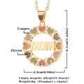 Classic MOM heart pendant necklace with colorful cubic zirconia and gold plating - Gold-D370
