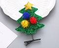 Detalle de horquilla de árbol de Navidad con lentejuelas verdes y pompones de colores - Árbol de Navidad verde