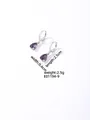 Exquisite silver hoop earrings featuring pear-cut purple zircon stones and minimalist design - Silver Hoop + Purple Gemstone (E01194-9)