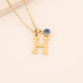Collier doré avec pendentif lettre H en 3D et perle de l'œil bleu protecteur - Lettre H