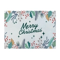 Detail of Christmas cotton linen placemat with green plant prints and Merry Christmas text - Pattern CD090-12