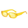 Modern rectangle sunglasses with transparent yellow frame and matching light tinted lenses - C13 Transparent Yellow Frame Yellow Lens