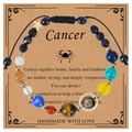 Handmade woven Cancer zodiac bracelet with natural blue sandstones and star charm on card - Cancer-Braided Cord
