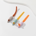 Three striped plush mouse cat toys with colorful felt ears and tails on white background - 3-Piece Striped Mouse Set