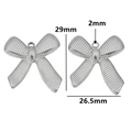 Silver stainless steel bow pendant with textured surface and 2mm hanging loop detail - Style 5 / Steel