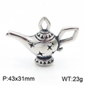 Ciondolo lampada di Aladino vintage in acciaio al titanio argento inciso, 43x31mm - Colore Acciaio (Senza catena)