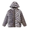 Modische dicke Kapuzenjacke mit Leopardenmuster, Reißverschluss vorne und Seitentaschen - S / Leopardenmuster