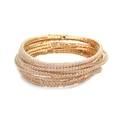 Stackable gold finish bracelets set featuring delicate pink and peach rhinestones - Gold Multi-layer White Rhinestone